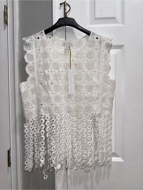 House of Harlow 1960 White Crochet Fringe Camisole